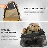 Sac de transport tactique 50L camouflage pliable pour équipement, sac de sport robuste pour entraînement extérieur