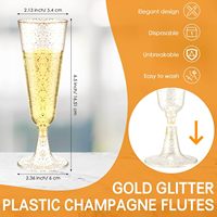 Verres à vin jetables Mingyu Gold Glitter à paroi simple en PS, vente en gros pour bars, événements, enterrements de vie de garçon et boissons