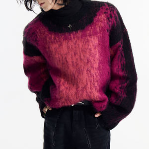 OEM y ODM personalizado Color de bloqueo de los hombres de algodón de moda suéter de cuello redondo de punto - Product Image 2