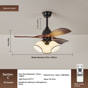 New Chinese Style <b>Fan</b> Light New Restaurant Hanging <b>Fan</b> Light Middle Ancient Frequency Conversion Bedroom Hanging <b>Fan</b> Light Mute - Product Image 6