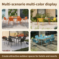 Ensemble de table et chaises de jardin pour villa, terrasse, patio, balcon, mobilier moderne en métal avec coussins pour hôtel, jardin