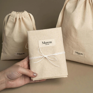 Custom Gold Logo Printed Organic Cotton Drawstring Wedding Christmas <b>Bag</b> for Gift <b>Black</b> Muslin Gift Packaging Pouch - Product Image 3