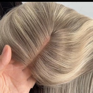 Spitzen-Topper mit gewebtem Rücken, 100 % Remy Echthaar, unbehandelt, chinesisches Glatthaar, Highlight <span class=keywords><strong>Blond</strong></span>, Clip-in-Haarteil 6x7'' 8x8'', unsichtbare Knoten - Product Image 3