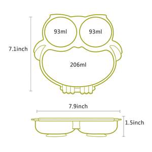 Assiette pour enfants en silicone de qualité alimentaire compartimentée en forme de hibou : Assiette pour tout-petits mignonne et antidérapante pour l'alimentation quotidienne du bébé et les repas à la maison - Product Image 3