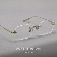Lunettes de myopie sans monture en titane pur ultra-légères pour hommes, adaptées aux petits visages, verres correcteurs disponibles