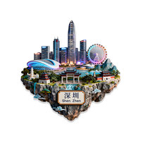 Souvenir culturel emblématique de Shenzhen, Chine, aimant de réfrigérateur en métal gravé, ornement de maison, cadeau souvenir pour amis