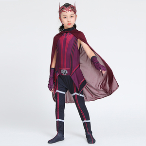 Disfraz de cosplay de Wanda Maximoff para niñas, tocado de <span class=keywords><strong>bruja</strong></span> <span class=keywords><strong>escarlata</strong></span>, capa y pantalones, conjunto completo para niñas - Product Image 1