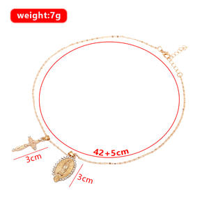 Collares con Colgante de Moda, Aleación de Zinc, Circonia Cúbica, Cruz Cristiana, Regalo para Mujer 2024 - Product Image 4