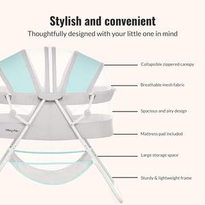 Cuna <span class=keywords><strong>de</strong></span> <span class=keywords><strong>Viaje</strong></span> Ligera <span class=keywords><strong>de</strong></span> Tela Afelpada para Bebé, Plegable, con Doble Toldo Ajustable, Cuna Portátil con Mosquitera para Junto a la Cama - Product Image 6