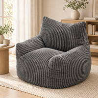 Fauteuil de relaxation rembourré côtelé type pouf, emballé sous compression, siège de canapé confortable avec accoudoirs de soutien pour studio, home cinéma et décoration intérieure