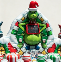 Jeu de tir gonflable Grinch de Noël avec capteur de lumière, cible de bonbons, jeu d'arcade d'intérieur pour les fêtes d'hiver, avec souffleur