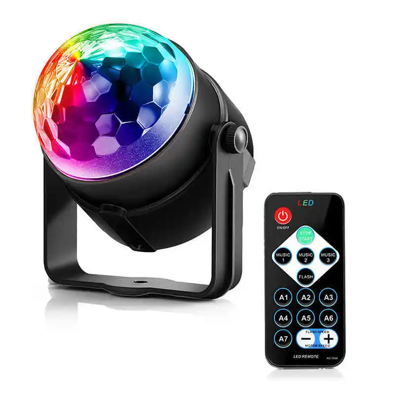 Linhua 6 LED Voice Control Auto-rotate LED RGB Crystal Magic Ball Light for KTV Party