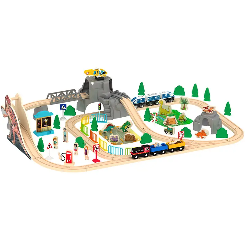 Kinderen Educatief Spelen Diy Trein Spoorlijn Houten Treinset Speelgoed Voor Kinderen Trein Speelgoed