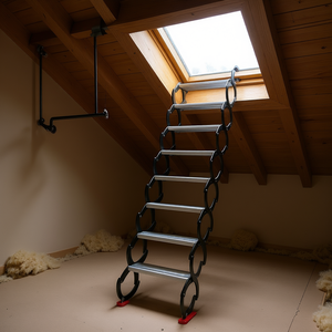 Escalera de alero de aleación de 9.8 pies y 12 peldaños, negra, plegable, montada en la pared, para uso en alero. - Product Image 2