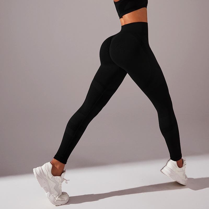 Custom Stripy Yoga Leggings with Embroidered Logo