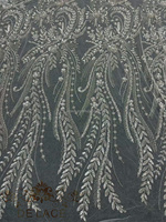 DELACE MY Robe de mariée de luxe en dentelle à motifs de feuilles avec des paillettes, des perles et des strass