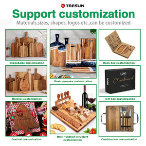 Juego de Tablas de Queso de Madera de Acacia con 3 Cuchillos, Tabla Grande para Quesos y Carnes, Juego de Regalo de Tabla de Charcutería - Product Image 6