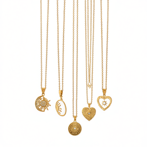 Collar con colgante de circonita en forma de corazón de acero inoxidable con diseño budista vintage MN para mujer, regalo, uso diario, joyería de moda. - Product Image 1