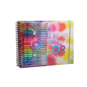 24 цвета шариковая ручка с застежкой на резинке 100 листов художественная роспись спиральная скетчбук