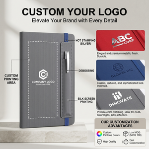 Nuovi Arrivi: Taccuino A5 in Pelle PU <span class=keywords><strong>a</strong></span> <span class=keywords><strong>Righe</strong></span> con Logo Personalizzato, Elastico e Portapenna, Diario con Logo Stampato, Blocco Note in Pelle - Product Image 6
