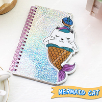Cuaderno exquisito de PVC para niña y estudiante, lindo 13*18cm, caballito de mar, gato, pez, forma, cubierta láser, cuaderno de bobina, cuaderno lindo y exquisito