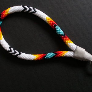 Handmade Bliss White Southwestern Beaded Keychain - Product Image 1