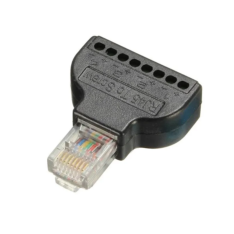 RJ45 Ethernet זכר ל-8 פינים מתאם מסוף AV לבורג בלוק ממיר עבור תקע מצלמת טלוויזיה אינטרנטית לוחית קיר 8 פינים מחבר