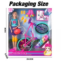 Poupées pour filles KSF de 11,5 pouces, jouets pour enfants, jouets d'imitation pour bébés, ensemble de poupées sur le thème du vélo pour les filles