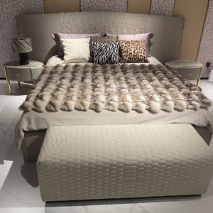 Lit double en cuir de style moderne pour chambre principale, lit de mariage, villa de luxe italienne <span class=keywords><strong>Robert</strong></span>, chambre à coucher à écran large - Product Image 6