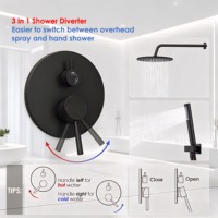 Système de douche mural thermostatique en laiton de haute qualité avec poignée unique, finition nickel brossé, design ferme, jet de pluie céramique