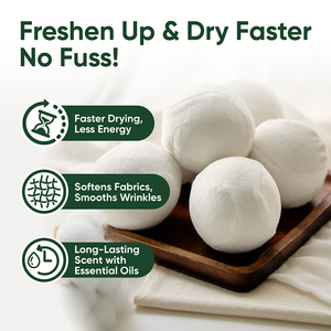 1000個以上使用可能 6XLパック 糸くずの出ないプレミアム天然繊維で覆われたウール乾燥ボール 乾燥時間と静電気を軽減 - Product Image 3