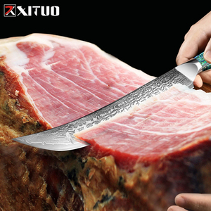 XITUO couteau à <span class=keywords><strong>jambon</strong></span> damas japon acier VG-10 couteau à trancher la poitrine cuisine éblouissant coquille d'ormeau poignée tranchante couteau à pain - Product Image 6