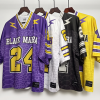 Vente en gros de maillots de basket-ball personnalisés surdimensionnés à col rond en maille, imprimés graphiques Y2K, streetwear, vêtements décontractés pour hommes, vêtements de sport 7744