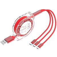 Cable DE DATOS retráctil cargador multiteléfono OEM al por mayor Ios tipo C Micro Usb 3 en 1 Cable de carga rápida Universal