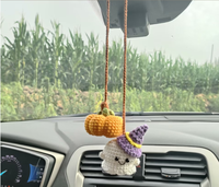 Jouets au crochet Amigurumi, tricotés, thème Halloween : squelette gothique, citrouille, yeux, fantômes, porte-clés, ornement suspendu pour rétroviseur de voiture