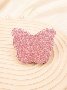 Custom Logo Butterfly Shaped Glitter PU Leather <b>Compact</b> <b>Mirror</b> Dual Sided Glass Portable Pocket Makeup <b>Mirror</b> Bulk Wholesale - Product Image 4