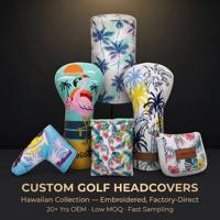 Housse de tête de putter de golf personnalisée, forme carrée ou ronde, surdimensionnée, en cuir PU, broderie 3D, intérieur en peluche magnétique, vente en gros OEM