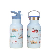 Bouteille isotherme portable en acier inoxydable pour enfants, nouveau design, double couvercle, poignée et paille, pour activités de plein air, vente en gros