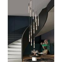 Lustre LED Moderne de Luxe en Verre Doré Blanc Chaud avec Fonction Dimmable, Taille Moyenne pour Villa, Duplex, Escalier, Design Allongé