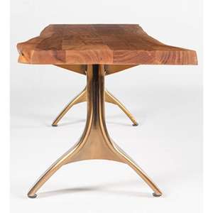 Table basse en bois, mobilier d'extérieur moderne, table basse de luxe avec pieds en alliage d'acier doré, design très demandé - Product Image 3