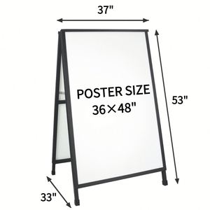 Panneau publicitaire pliable en fer à double face en forme de A, robuste et personnalisé, 36x48 pouces, pour trottoir - Product Image 2
