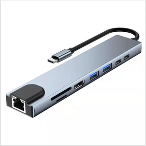 8 trong 1 Mini USB C HUB Loại C Adapter USB 3.1 Giao diện Docking Station với USB3.0 + USB2.0 + 2 * USB C dữ liệu + HDMI + RJ45 + SD/TF - Product Image 2