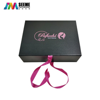 Boîte-cadeau de luxe avec logo en feuille pliante en papier carton perruque magnétique emballage de vêtements boîtes de paquet de cheveux avec insert en satin