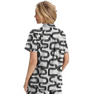 Conjunto de 2 Piezas para Mujer, Shorts y Top de Manga Corta, Cuello en V, Corte Holgado, Casual, Transpirable, 95% Algodón Elástico, Primavera-Verano - Product Image 6