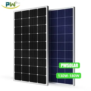 批发1层150W 165W光伏单晶单晶硅太阳能电池板光伏组件用带功率逆变器的太阳能系统