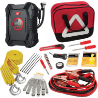 Kit d'outils d'urgence 33 pièces avec gonfleur rapide de pneus 12V 100PSI et câbles de démarrage robustes pour la sécurité automobile