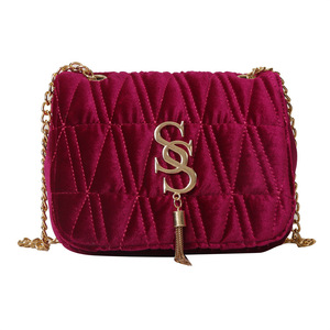2026 Best-Selling Velvet Quilted Fashionable Simple Single Shoulder Chain Bag Female Niche Design <b>Small</b> Square Match - Product Image 3