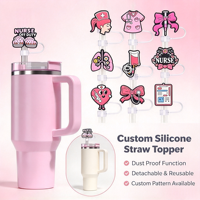Capuchon de paille en silicone personnalisé, thème infirmière médicale, anti-poussière, pour gobelet, capuchon de paille personnalisé