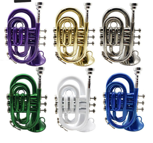 Colorido Bugle Handheld Bb-clef Pocket Horn Mini Three-Key Modelo de Venta caliente <span class=keywords><strong>Instrumento</strong></span> de viento de latón - Product Image 1