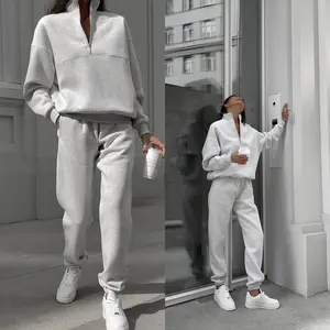 New in Outwears Sweatshirt Winter Clothes Women Warm Suit <strong>Ladies</strong> <strong>Outfit</strong> Clothing Long Sleeve Zip-up Top Casual Pants 2 Piece Set - Product Image 2